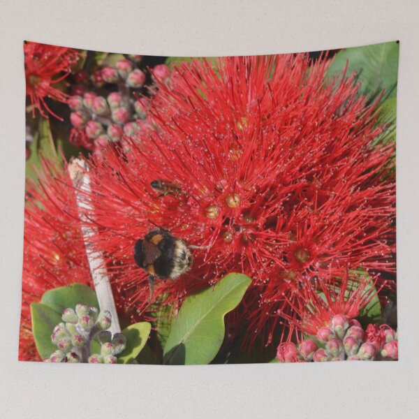 Item preview, Closeup Pohutukawa and the Bumble Bee designed and sold by lizdomett.