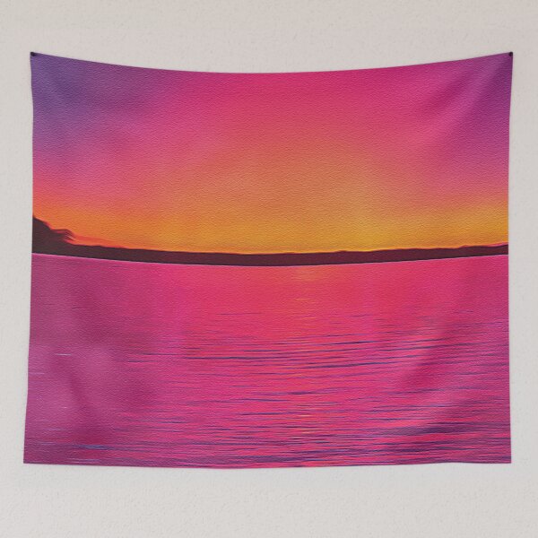Item preview, Beach Pink Sunset - Oil Painting designed and sold by Unaiza Khalid.