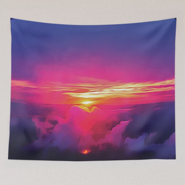 Item preview, Blue Clouds with Pink Sunset - Oil Painting designed and sold by Unaiza Khalid.