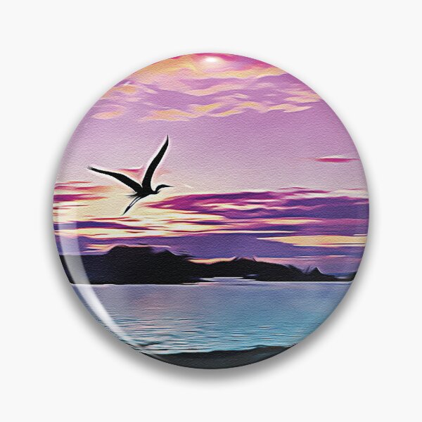 Item preview, Crane Flying on Lake Sunset - Oil Painting designed and sold by Unaiza Khalid.