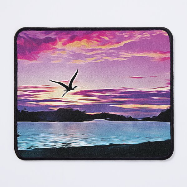 Item preview, Crane Flying on Lake Sunset - Oil Painting designed and sold by Unaiza Khalid.