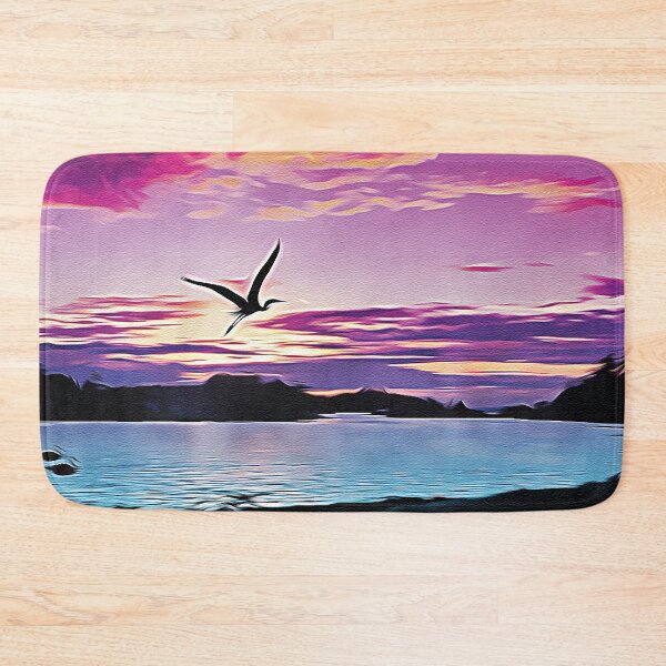 Item preview, Crane Flying on Lake Sunset - Oil Painting designed and sold by Unaiza Khalid.