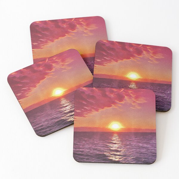 Item preview, Dark Pink Sunset on a Beach - Oil Painting designed and sold by Unaiza Khalid.