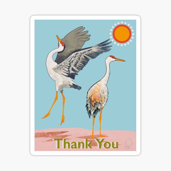 Item preview, Folksy Sandhill Cranes Thank You designed and sold by marleywrightart.