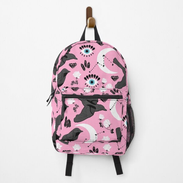 Item preview, Black Raven, Moon and Roses on Pink Background designed and sold by kapotka.