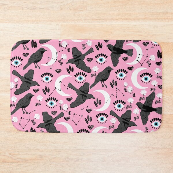 Item preview, Black Raven, Moon and Roses on Pink Background designed and sold by kapotka.