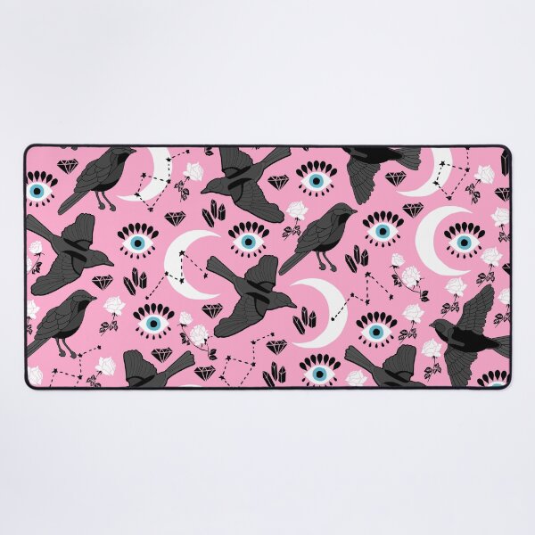 Item preview, Black Raven, Moon and Roses on Pink Background designed and sold by kapotka.