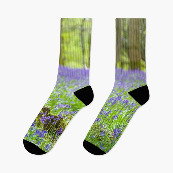 Item preview, Dainty English bluebells and tree stump in woodland designed and sold by CyaniRose.