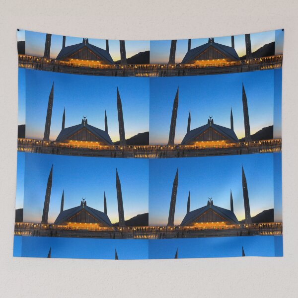 Item preview, Faisal Masjid/ mosque in Islamabad in evening with lights designed and sold by SemDesigns1.