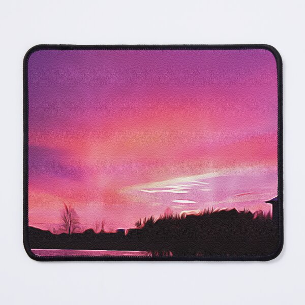 Item preview, Farm by the Lake - Purple Sunset - Oil Painting designed and sold by Unaiza Khalid.