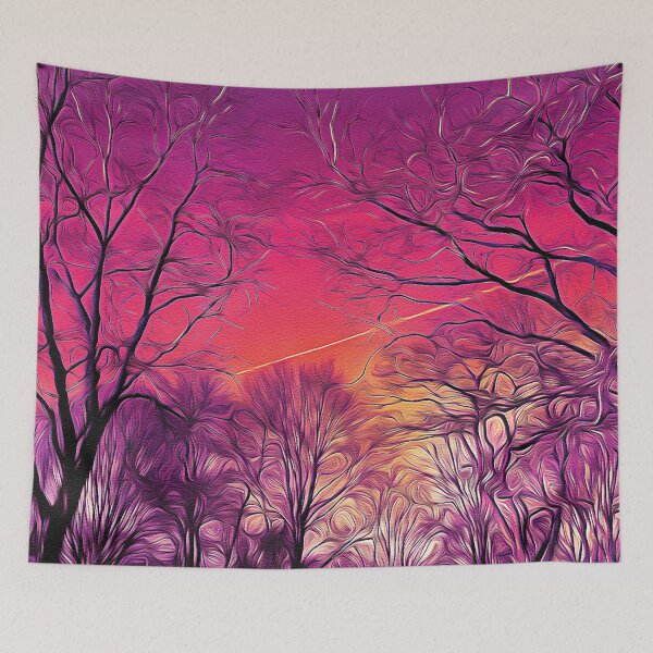Item preview, Lonely Forest Sunset - Oil Painting designed and sold by Unaiza Khalid.