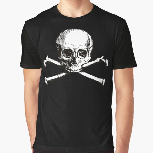 Skull and Crossbones | Jolly Roger | Pirate Flag | Deaths Head | Black and White | Skulls and Skeletons | Vintage Skulls | Graphic T-Shirt