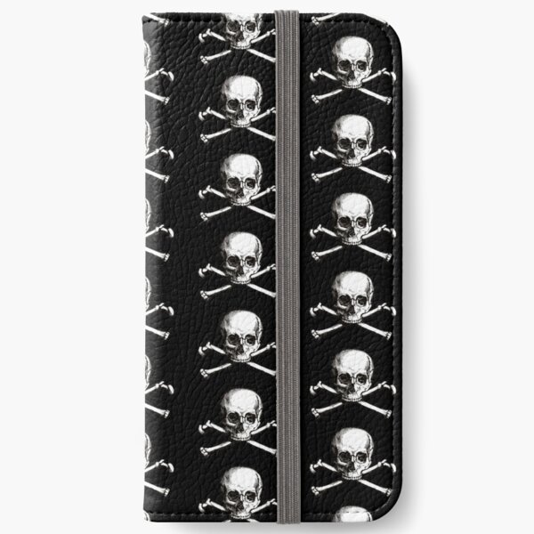Skull and Crossbones | Jolly Roger | Pirate Flag | Deaths Head | Black and White | Skulls and Skeletons | Vintage Skulls | iPhone Wallet