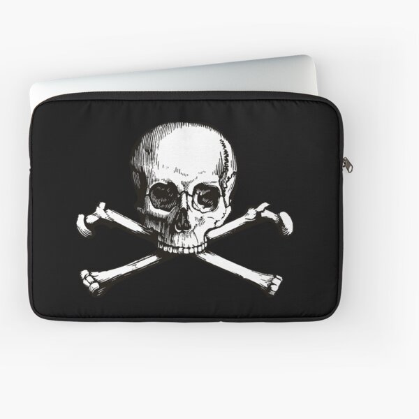 Skull and Crossbones | Jolly Roger | Pirate Flag | Deaths Head | Black and White | Skulls and Skeletons | Vintage Skulls | Laptop Sleeve