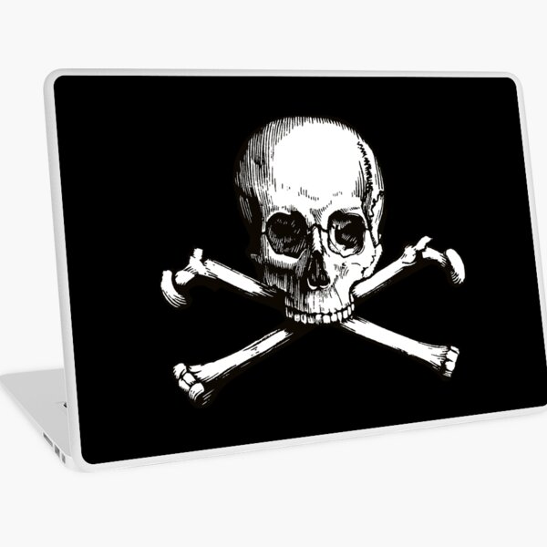Skull and Crossbones | Jolly Roger | Pirate Flag | Deaths Head | Black and White | Skulls and Skeletons | Vintage Skulls | Laptop Skin