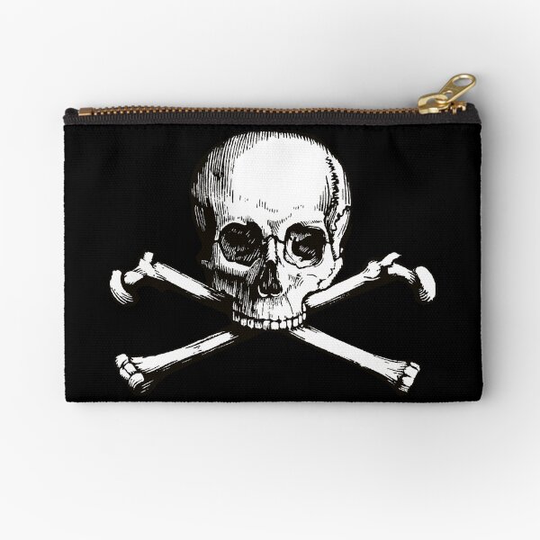 Skull and Crossbones | Jolly Roger | Pirate Flag | Deaths Head | Black and White | Skulls and Skeletons | Vintage Skulls | Zipper Pouch