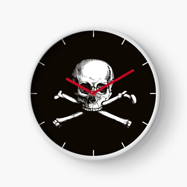 Skull and Crossbones | Jolly Roger | Pirate Flag | Deaths Head | Black and White | Skulls and Skeletons | Vintage Skulls | Clock