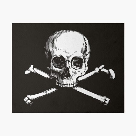 Skull and Crossbones | Jolly Roger | Pirate Flag | Deaths Head | Black and White | Skulls and Skeletons | Vintage Skulls | Art Board Print