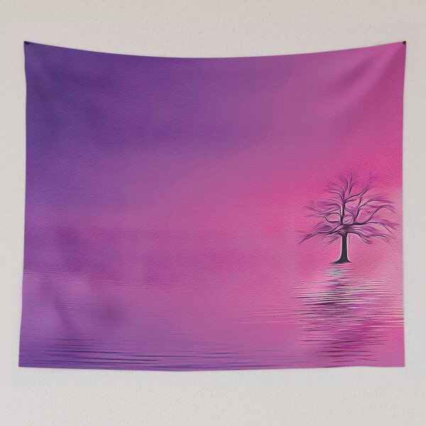 Item preview, Lonely Tree Island - Pink Sunset - Oil Painting designed and sold by Unaiza Khalid.