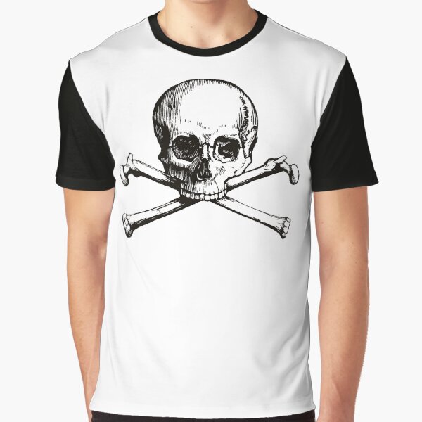 Skull and Crossbones | Jolly Roger | Pirate Flag | Deaths Head | Black and White | Skulls and Skeletons | Vintage Skulls | Graphic T-Shirt