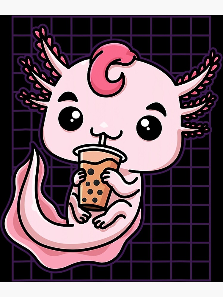"Anime Kawaii Axolotl Boba Bubble Tea Mexican Walking Fish" Canvas