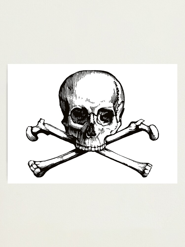 Pirate flag. Skull and bones on black ribbon. element of death.: Graphic  #149025277