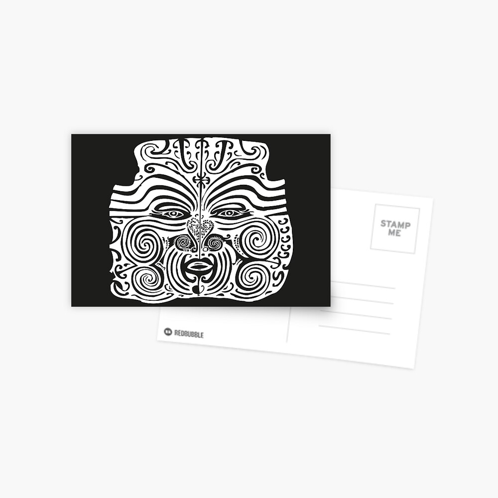 Maori Moko | Tribal Tattoo | New Zealand | Black and White | Postcard