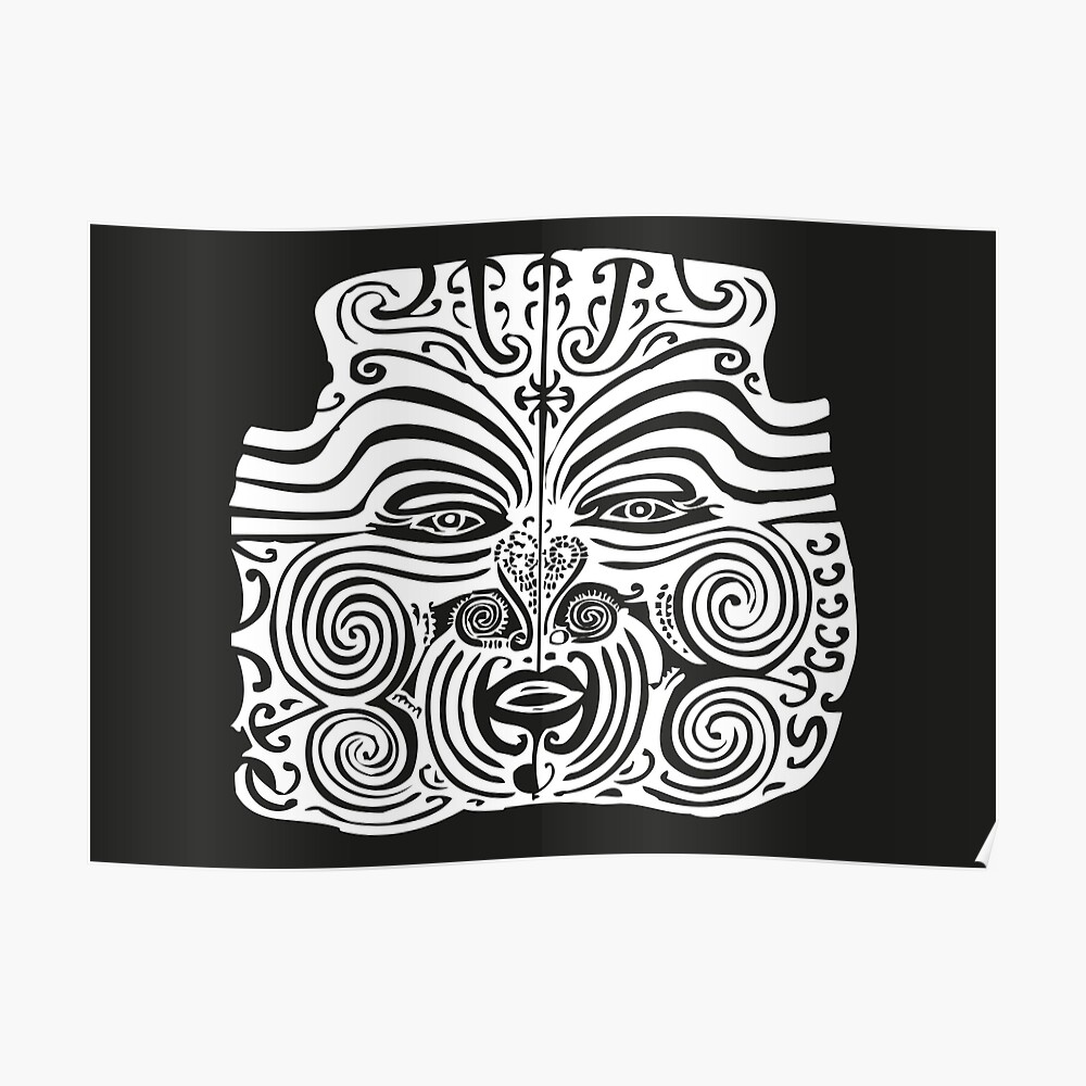 Maori Moko Tribal Tattoo New Zealand Black And White Mask By Eclecticatheart Redbubble