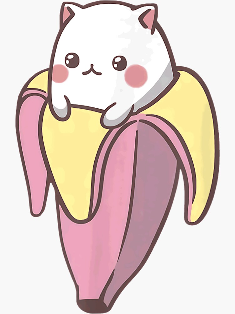 "Banana Cat Funny Kawaii Bananya" Sticker for Sale by deasylde Redbubble
