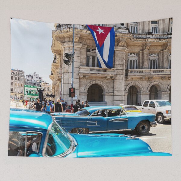 Item preview, Blue Cars In Havana And Cuban Flag designed and sold by Paul Thompson Photography.