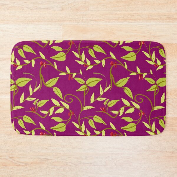 Item preview, Red berries and leaves on purple background designed and sold by Didakdc.