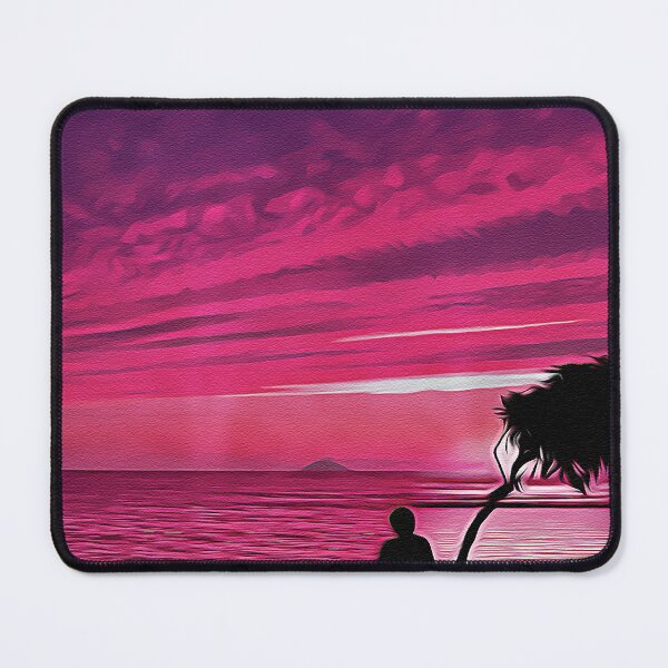 Item preview, Man By The Beach - Pink Sunset - Oil Painting designed and sold by Unaiza Khalid.