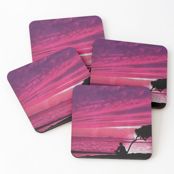 Item preview, Man By The Beach - Pink Sunset - Oil Painting designed and sold by Unaiza Khalid.