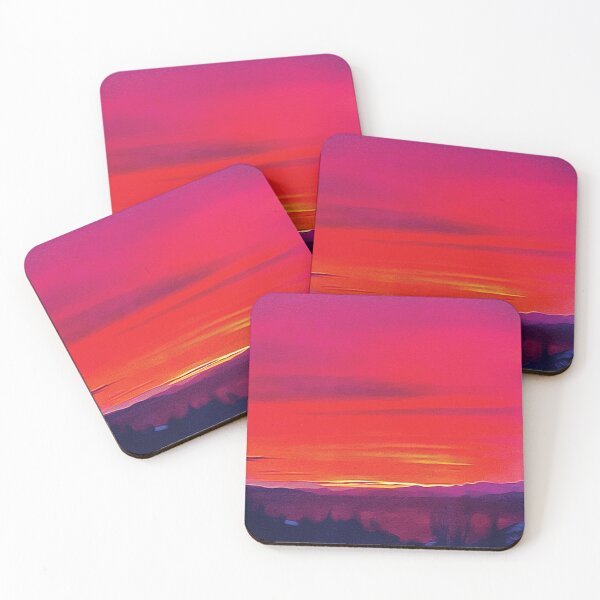 Item preview, Orange Pink Sunset in Mountains - Oil Painting designed and sold by Unaiza Khalid.