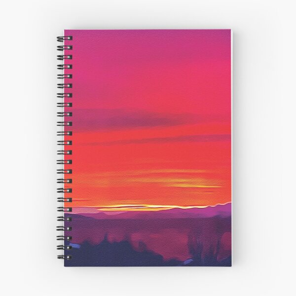 Item preview, Orange Pink Sunset in Mountains - Oil Painting designed and sold by Unaiza Khalid.