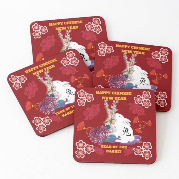 Item preview, Beautiful Floral Year Of The Rabbit - Happy Chinese New Year Cute White Bunny designed and sold by adoredigitals.