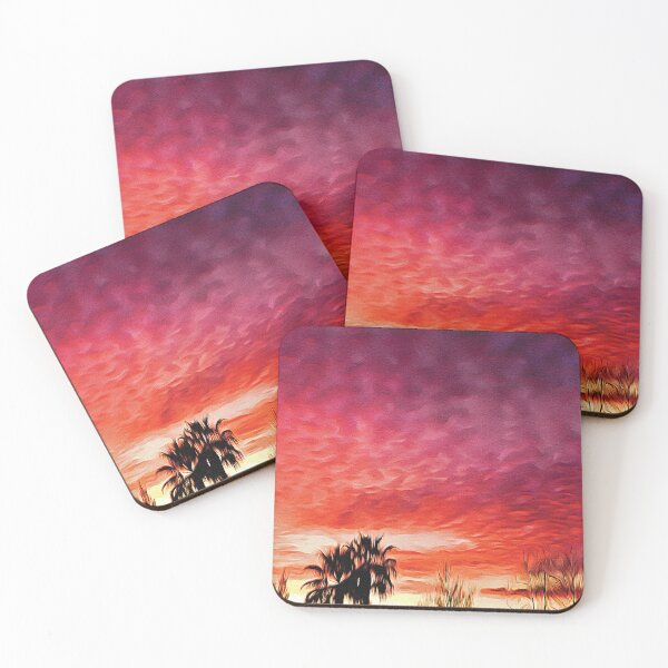 Item preview, Pink Orange Cloudy Sunset - Oil Painting designed and sold by Unaiza Khalid.