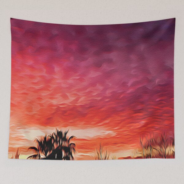 Item preview, Pink Orange Cloudy Sunset - Oil Painting designed and sold by Unaiza Khalid.