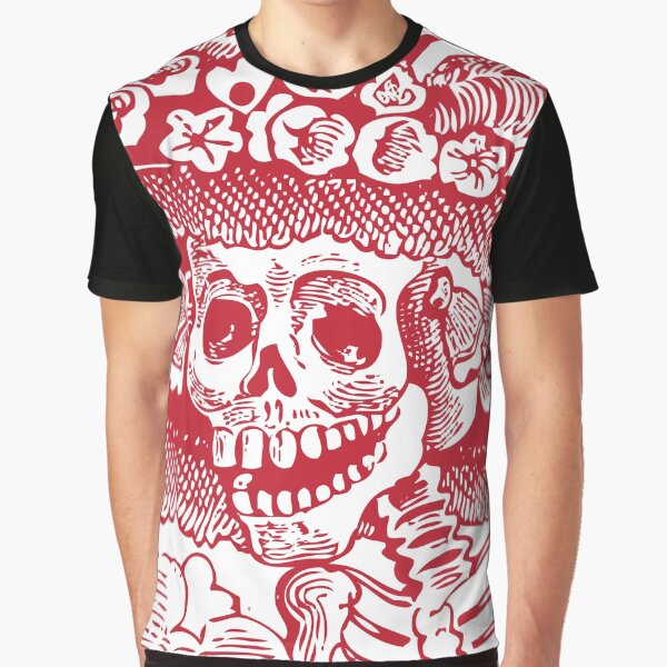 Calavera Catrina | Day of the Dead | Dia de los Muertos | Skulls and Skeletons | Vintage Skeletons | Red and White | Graphic T-Shirt