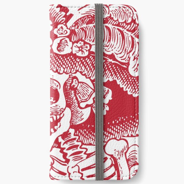 Calavera Catrina | Day of the Dead | Dia de los Muertos | Skulls and Skeletons | Vintage Skeletons | Red and White | iPhone Wallet