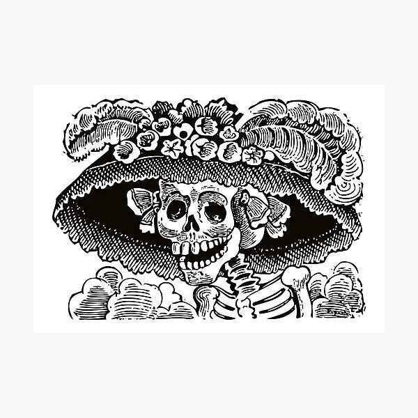 Calavera Catrina | Day of the Dead | Dia de los Muertos | Skulls and Skeletons | Vintage Skeletons | Black and White | Photographic Print