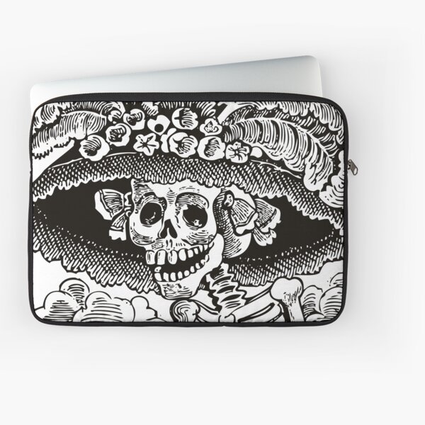 Calavera Catrina | Day of the Dead | Dia de los Muertos | Skulls and Skeletons | Vintage Skeletons | Black and White | Laptop Sleeve