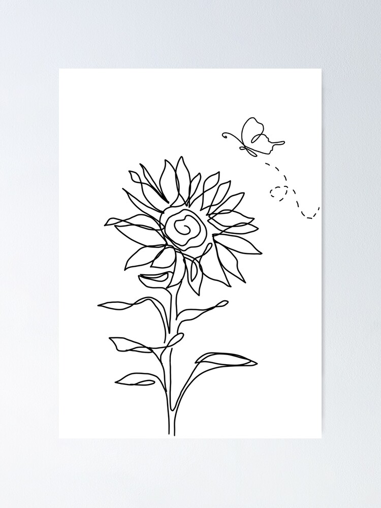 "Sunflower and Butterfly, minimalism, minimal design, aesthetic