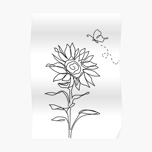 "Sunflower and Butterfly, minimalism, minimal design, aesthetic