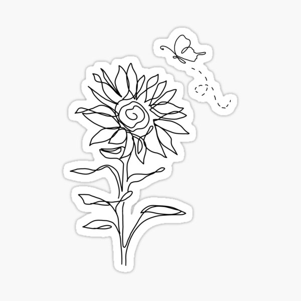"Sunflower and Butterfly, minimalism, minimal design, aesthetic