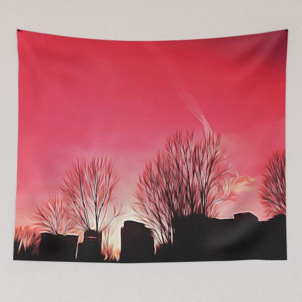 Item preview, Silhouette Trees Sunset - Oil Painting designed and sold by Unaiza Khalid.