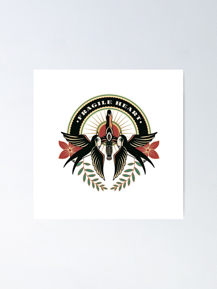 "Fragile heart vintage tattoo" Poster for Sale by Vivienneinart