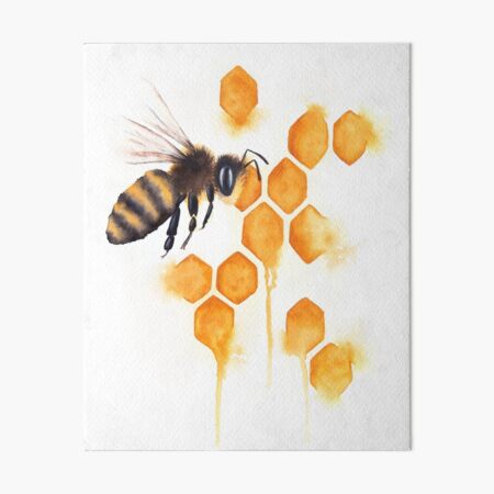 Honey Bee Watercolor Art Board Print