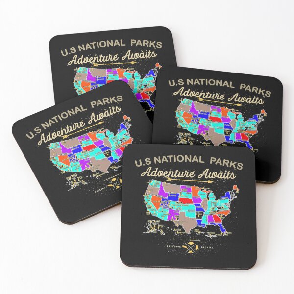 Item preview, 62 National Parks Map Gifts US Park Vintage Camping Hiking designed and sold by Liesel Noack.