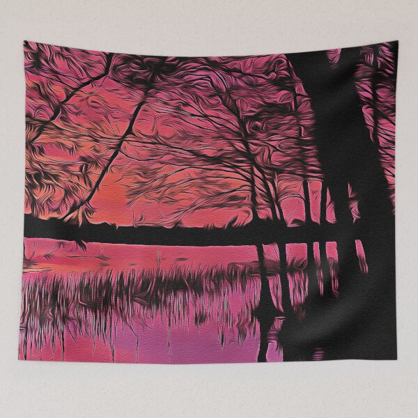 Item preview, Trees by the Lake - Oil Painting designed and sold by Unaiza Khalid.